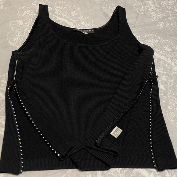 St. John Tops - St JOHN Evening Top Black w/ Rhinestone Zippers